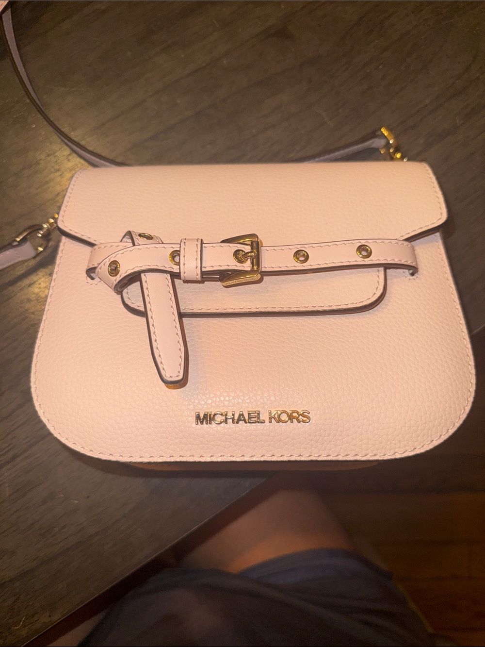 Michael Kors Emilia Small Saddle Leather Crossbody - Powder Blush